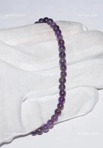 Natural Amethyst 925 Sterling Silver Thanks Giving Day Beaded Bracelet Jewelry - Picture 1 of 12