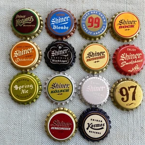 Shiner Beer Bottle Cap Crown Lot New Unused Bock 99 Kosmos 97 Dunkelweizen Black - Picture 1 of 8