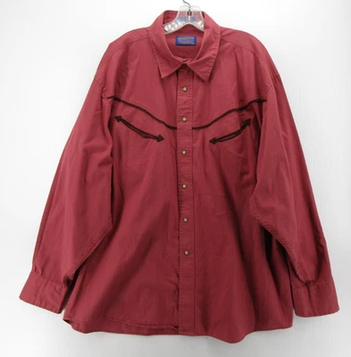 Pendleton Shirt Men XXL Red Western Wear Smile Pockets Pearl Snap Cowboy Rodeo - Image 1 of 4