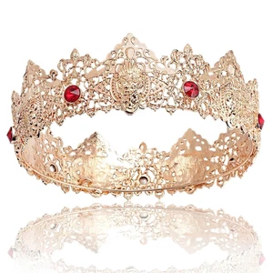 Royal Men's Tiara Crown with Red Stone for Costumes and Special Occasions - Picture 1 of 12