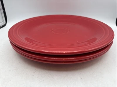 Fiesta Fiestaware Homer Laughlin Red 10.5 Inch DinnerPlate HLC Set Of 3 - Image 1 of 4