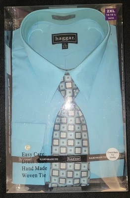 Camisa de vestir Haggar nueva sin etiquetas azul 34/35 18-18,5 Foto 1 de 2