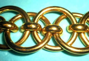 Vintage Monet goldfarben "Ringe" klobiges Statement-Kettenarmband 8 Zoll - Bild 1 von 7