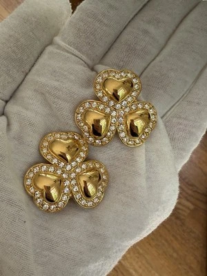 Deslumbrantes Brincos Swarovski Trevo St Patty Cristais Clipe ENORME Trevo - Imagem 1 de 4