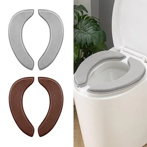 2 Sets Thicker Bathroom Toilet Seat Cover Pads, Soft Warmer Flannel Toilet Se... - Picture 1 of 8