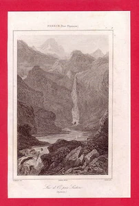 Lac d'Oo près de Bagnères de Lûchon gravure 1845 la FRANCE / E physique/B2 - Imagen 1 de 1