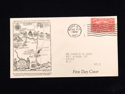 NY ROME AUG 3 1927 FDC #644 FIRST HARRIS HUNT CACHET - Image 1 of 2