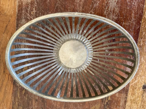 A Teleflora gift silver tone metal basket/bowl. vintage Cover