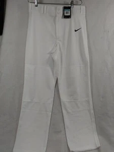 Nike Mens White High Rise Flat Front Straight Leg Baseball Pants Medium - Picture 1 of 8