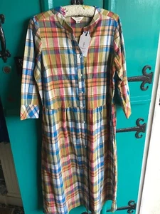 Seasalt Tresco Abbey Yarn Dye Dress Green Blue Multi Check UK14 New With Tag - Picture 1 of 8
