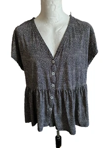 Next Ladies Navy Geometric Pattern Casual Tunic Button Closure Size UK 20 - Picture 1 of 12