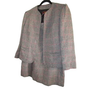 Sergio Valente Houndstooth Windowpane Wool Blend Lined Suit Set Vintage 18 EUC - Picture 1 of 21