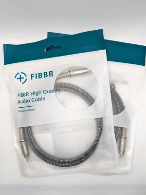 RCA Stereo cable 1M Braided  High Quality Audio Cable Pack of 2 FIBBR. Brand New - Image 1 of 4