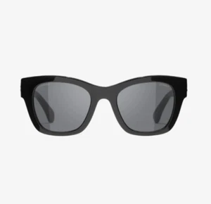 Chanel Square Sunglasses Acetate & Black Frame Grey Lenses Asian Fit - Picture 1 of 8