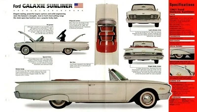 1960/1961 福特 GALAXIE SUNLINER 规格表/手册/小册子:390, — 第 1/2 张图片