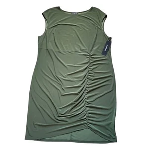 Bebe olivgrünes Etuikleid mit Rüschen vorne Damengröße 2X - Bild 1 von 8