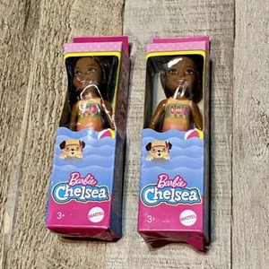 Barbie Club Chelsea Doll Figure Swimsuit African American Girl Popsicle Lot Of 2 - Picture 1 of 2