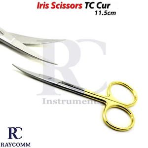 Tijeras de goma de iris dental curvas TC 11,5 cm herramientas oftálmicas de disección quirúrgica - Imagen 1 de 4