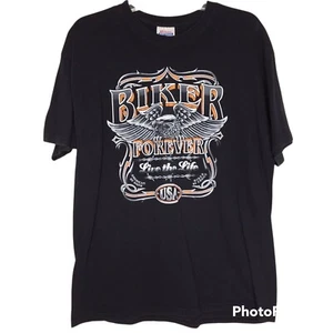 Hanes Shirt Men’s Large Heavyweight USA Motorcycle Eagle Black Bike Dadcore - Picture 1 of 6