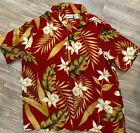 Apparenza Women?s Red Hawaiian Short Sleeve Button Down Size M 100% Rayon