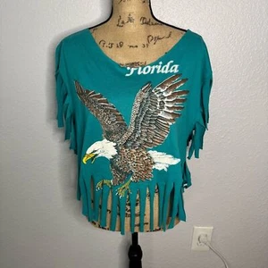 Furst of A Kind türkis Fransen Top Florida Adler Einheitsgröße hinten offen Festival Boho - Bild 1 von 7