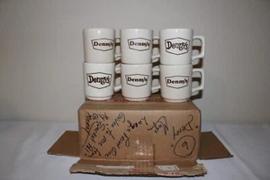 Set 6 Vintage Dennys Brown Logo Beige Speckled Coffee Mug Ceramic Restaurant Lot - Picture 1 of 17