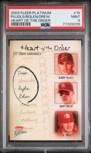 PUJOLS/ROLEB/DREW 2003 FLEER PLATINUM Heart Of The Order #16 PSA 9 MINT