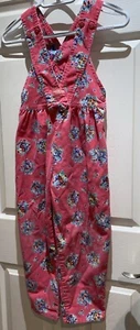 Vintage Oshkosh B'Gosh Overalls Corduroy Pink Floral Print Girls Size 6X USA - Picture 1 of 15