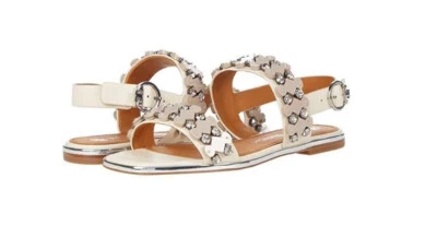Nueva Sandalia Tory Burch Talla 6 Delaney Plana Adornada 5mm Nueva Crema Foto 1 de 4