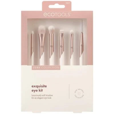 EcoTools Makeup Brush 6 Set Eye Shadow Synthetic Flat Spoolie Angled Brushes - Image 1 of 4