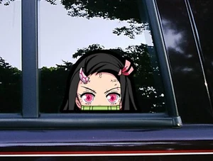 Angry Nezuko Peace Peeker Vinyl Car Decals Anime Demon Slayer Manga Stickers - Foto 1 di 5