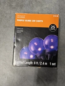 Halloween Ashland Purple Globe LED Lights Indoor Outdoor 8ft, 1 Set 25 Lights - Picture 1 of 2