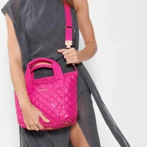 NWOT MZ Wallace Mini Metro Tote Deluxe Crossbody Bag in Bright Fuchsia Sequins - Picture 1 of 13