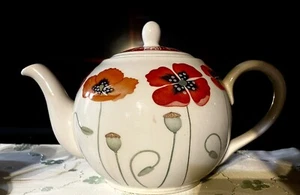 Vintage Arthur Wood The London Medium Teekanne Red Poppy Flowers England 2002 - Bild 1 von 5