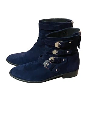 Botines Stuart Weitzman Azul Gamuza Hebilla Jittermacho Para Mujer 7 Usados en Excelente Condición Foto 1 de 4