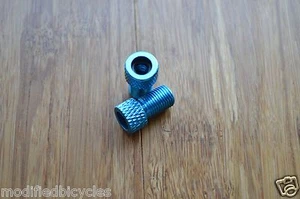 Pair of 2 Alloy Presta to Schrader Valve Adapter set Light Blue - Picture 1 of 1