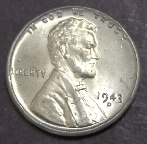 1943 D Lincoln Steel Wheat Cent Stempelglanz Lot F47 - Bild 1 von 2