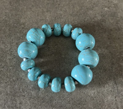 Brazalete elástico Coldwater Creek grueso imitación piedra turquesa Foto 1 de 2