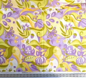 Eden Lila Tueller Moda 11420 Abstract Floral Multi on White Cotton Fabric 3/4 YD - Picture 1 of 8