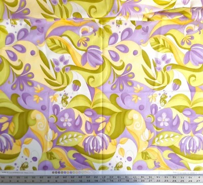 Eden Lila Tueller Moda 11420 Abstract Floral Multi on White Cotton Fabric 3/4 YD - Image 1 of 4