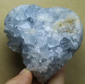 428g Top Grade Gorgeous Sky Blue Celestite Heart Geode Rough Reiki Crystal - Picture 1 of 10