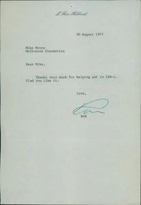 L. Ron Hubbard Scientology Gründer signierter getippter Brief JSA authentifiziert - Bild 1 von 2