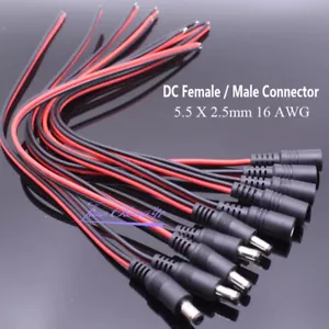 16AWG 5.5x2.5mm Male Female DC Power Socket Jack Plug Connector Cable Wire 30cm - Picture 1 of 8