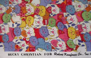 Kaufman OOP Fabric Happy Dogs Cats with Hearts Cotton Remnant 30" by 44" - Picture 1 of 4