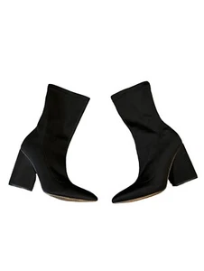PRETTY LITTLE THINGS BLACK STRETCH ANKLE BOOT SIZE 10 - Picture 1 of 6