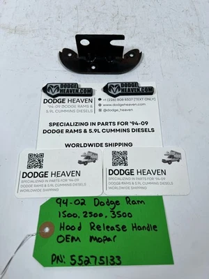 Manija de liberación del capó 55275133AB Dodge Ram 1500-3500 1994-2002 OEM Mopar Foto 1 de 4
