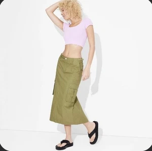 NWT Wild Fable Olive Green Maxi Cargo Skirt Size M - Picture 1 of 1