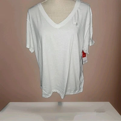Camiseta activa Champion para mujer cuello en V manga corta en blanco M nueva con etiquetas envío gratuito  Foto 1 de 4