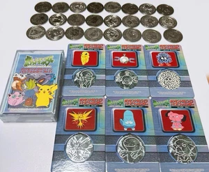 Pokemon METALLO Battaglia MONETA Meiji Succo Coin Pass Folder Set Raro Giapponese - Foto 1 di 6