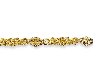 10k Solid Yellow Gold Handmade 5mm Nugget Link Bracelet, 8" - Picture 1 of 3